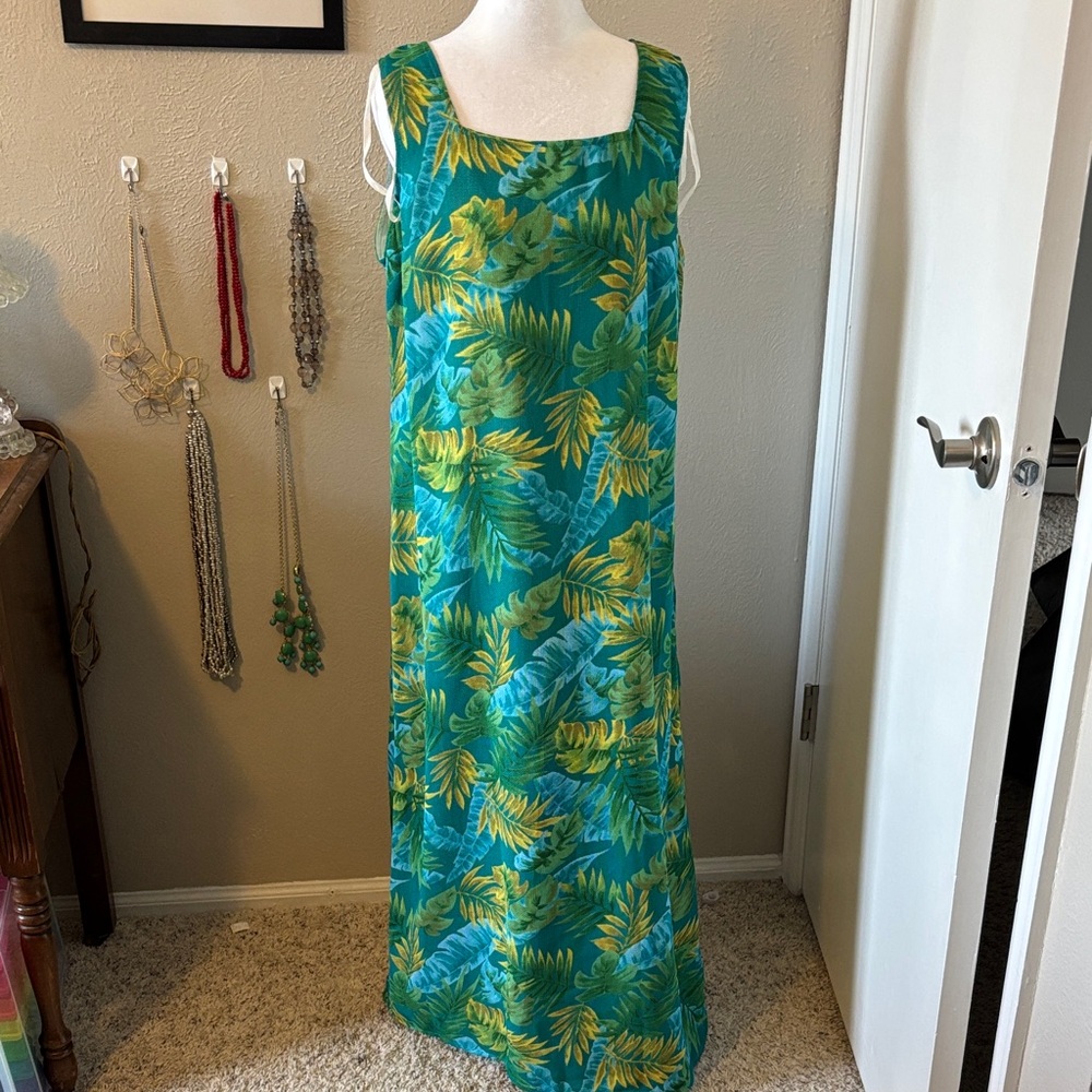 Clear out!! Tropical Green and Yellow Maxi Dress size 14